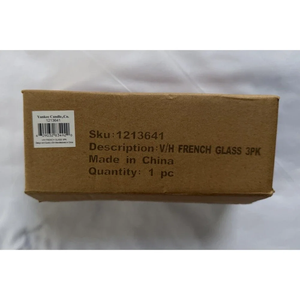 Yankee Candle French Glass 3 Piece Tea light Votive Holders Purple Blue Green